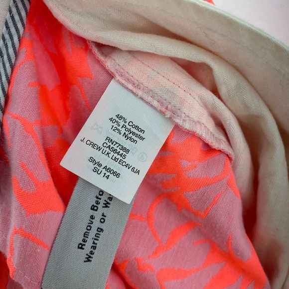 J. Crew Neon Orange Floral Jacquard Mini Shorts - Picture 6 of 6